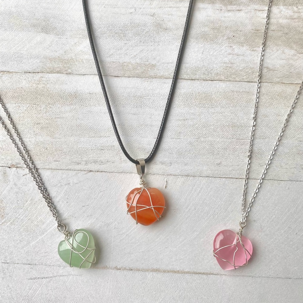 3 wire wrapped crystal necklaces